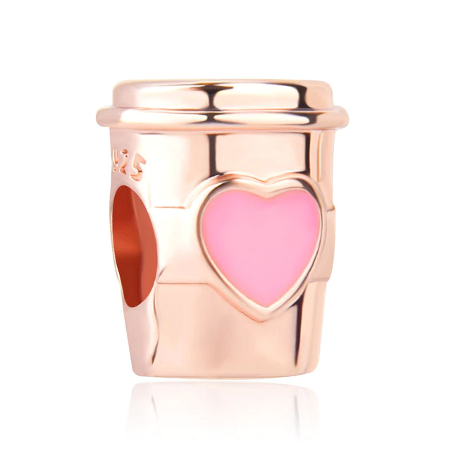 Vaso Rosa Con Corazón Charm