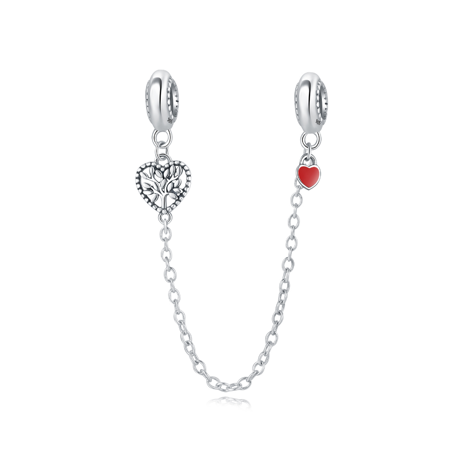 CADENA DE SEGURIDAD ARBOL Y CORAZON ROJO