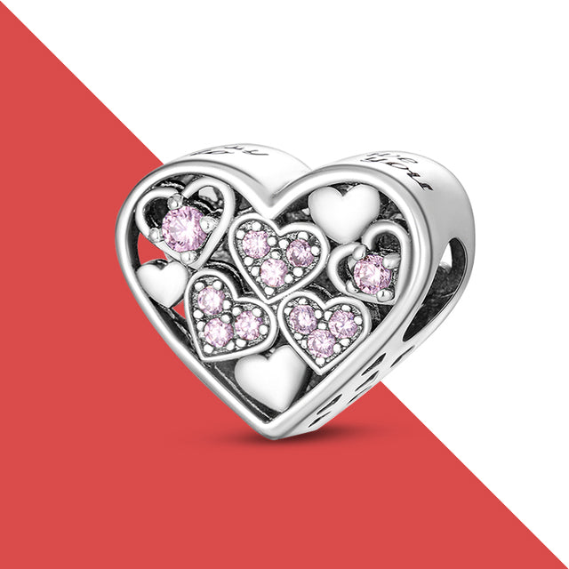 Corazones Diamantes Rosas Corazón Charm