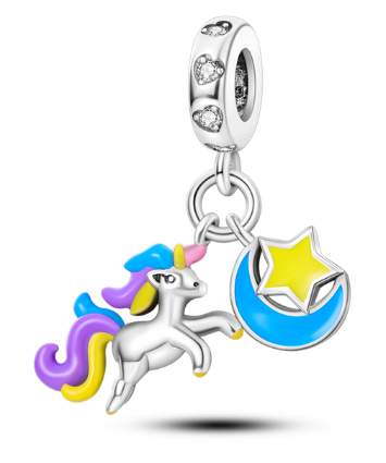 Unicornio Luna Y Estrella Charm