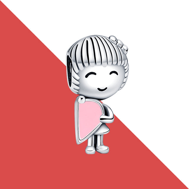 Chica Mitad De Corazón Charm