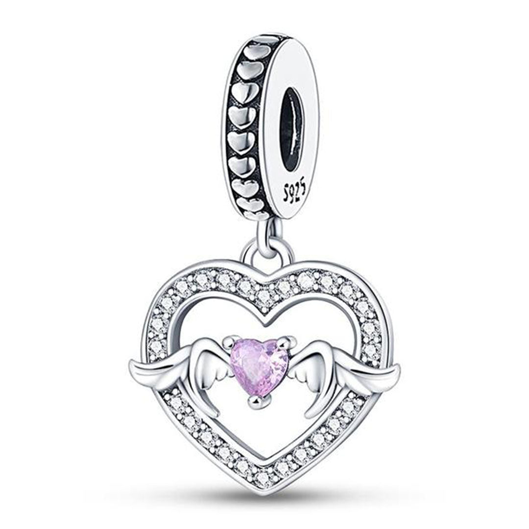 Corazón Lila Con Alas Charm