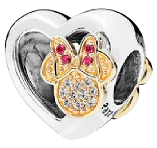 CorazÃ³n Plata Cabeza Mini Dorada Disney Charm