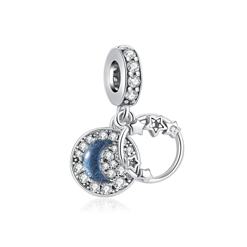 Luna Azul Con Diamantes Charm