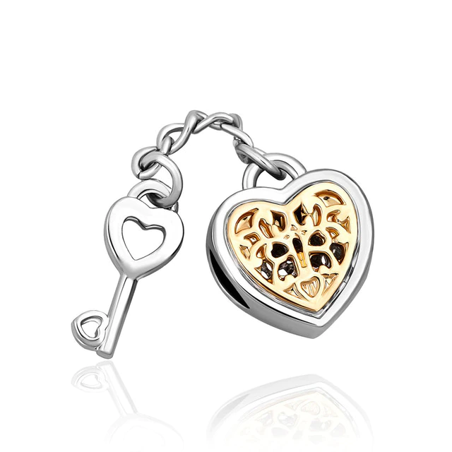 CorazÃ³n Candado Dorado Con Llave Charm