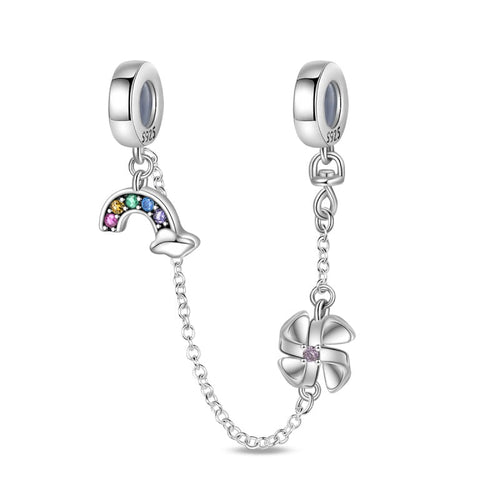 CADENA DE SEGURIDAD ARCOIRIS Y FLOR