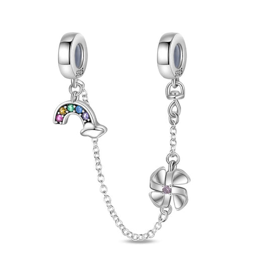 CADENA DE SEGURIDAD ARCOIRIS Y FLOR