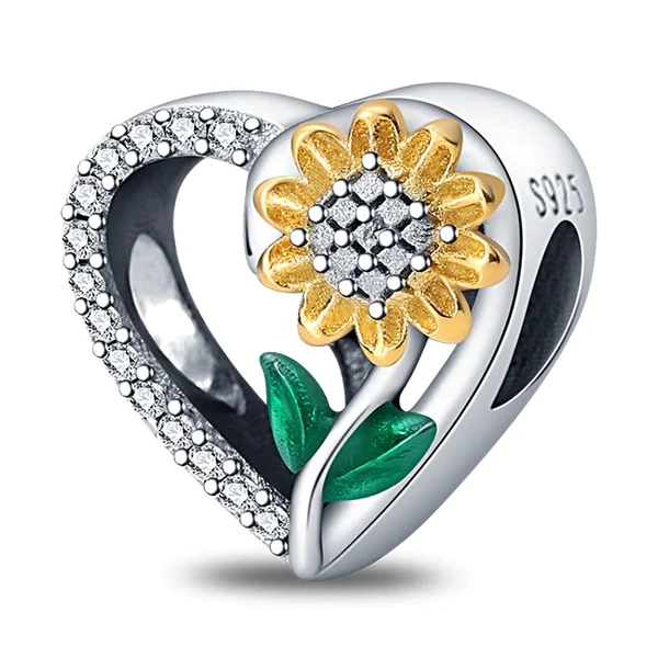 CorazÃ³n Con Girasol Charm