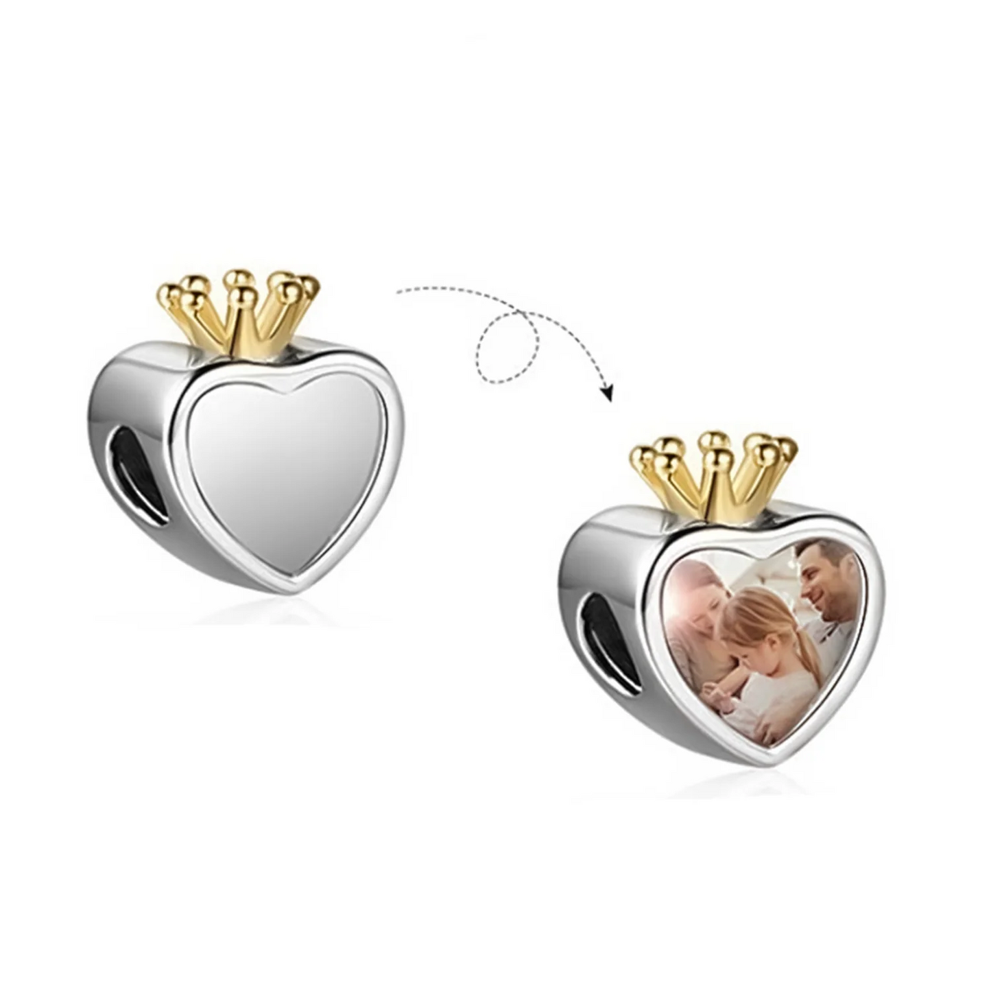 CHARM CORAZON CORONA PERSONALIZADO