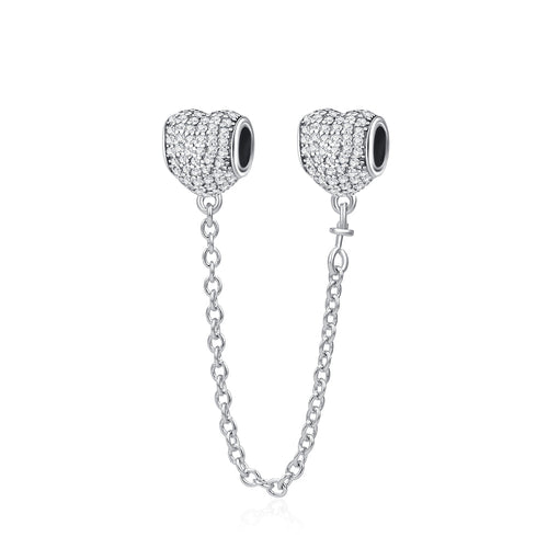 CADENA DE SEGURIDAD CORAZONES DIAMANTADOS