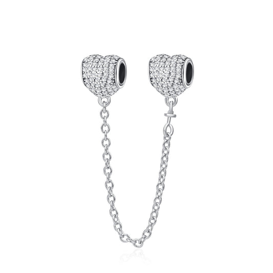 CADENA DE SEGURIDAD CORAZONES DIAMANTADOS