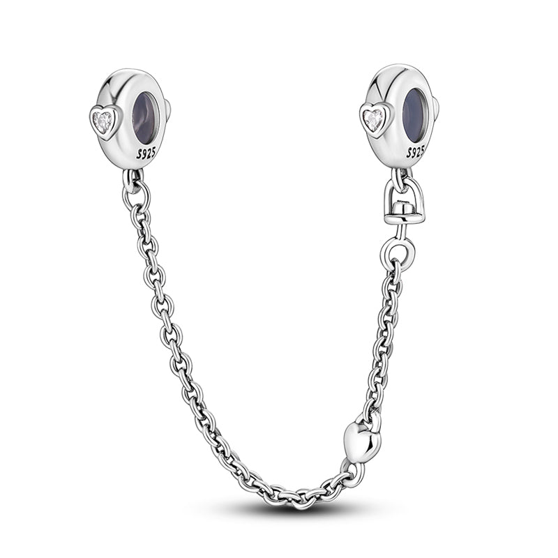 CADENA DE SEGURIDAD CORAZON PLATEADO