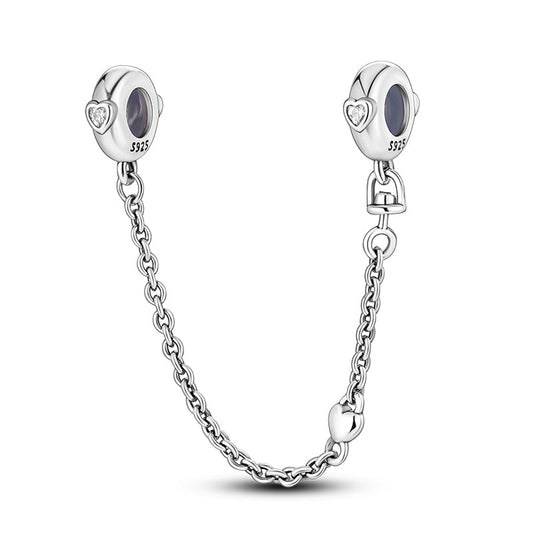 CADENA DE SEGURIDAD CORAZON PLATEADO