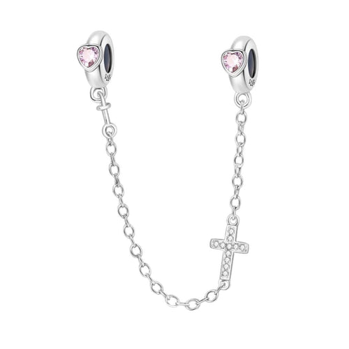 CADENA DE SEGURIDAD CORAZON Y CRUZ