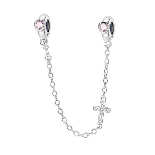 CADENA DE SEGURIDAD CORAZON Y CRUZ