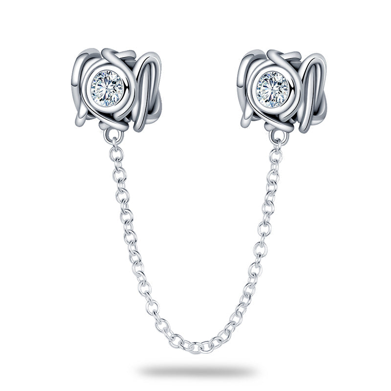 CADENA DE SEGURIDAD FLOR CON PIEDRA