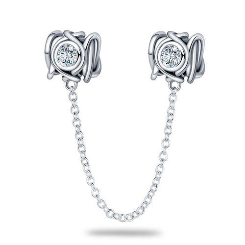 CADENA DE SEGURIDAD FLOR CON PIEDRA