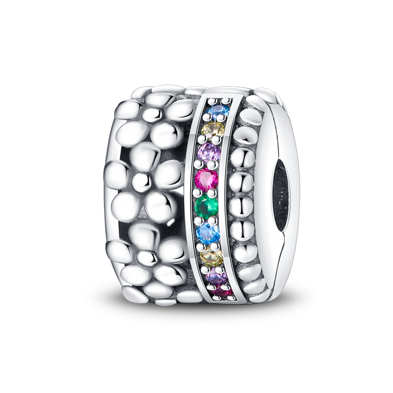 CLIP FLORES Y PIEDRA MULTICOLOR