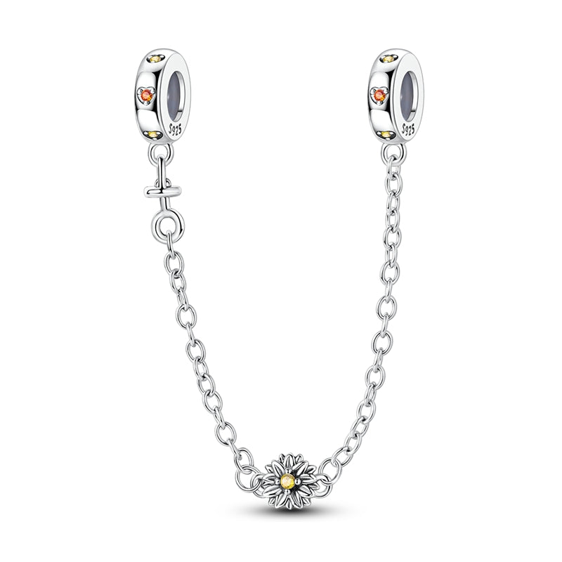 CADENA DE SEGURIDAD FLOR PLATEADA