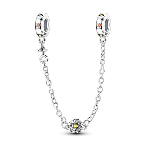 CADENA DE SEGURIDAD FLOR PLATEADA