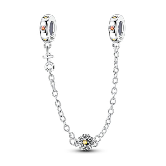 CADENA DE SEGURIDAD FLOR PLATEADA