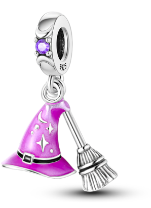 Sombrero Y Escoba Brujita Morado Charm