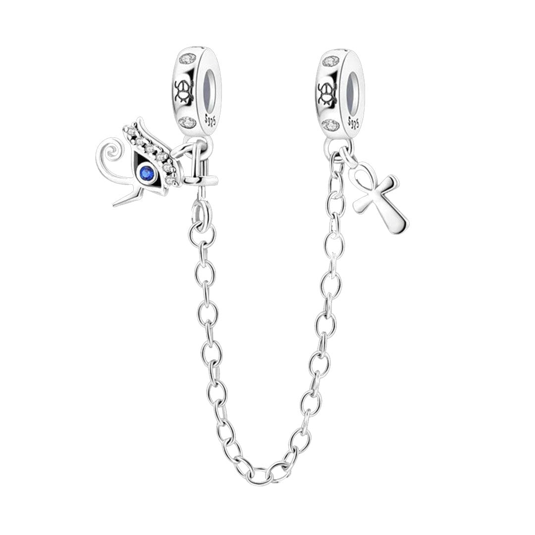 CADENA DE SEGURIDAD OJO HORUS Y CRUZ