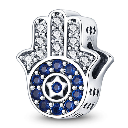 Mano De Fatima Diamantes Azul Charm