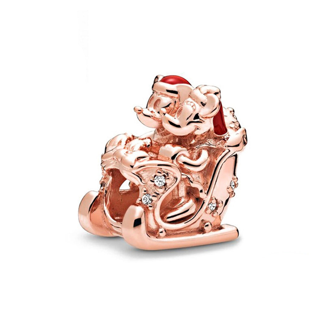 Minnie Y Mickey Trineo Rosa Disney Charm